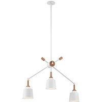 Netlighting Danika 3 Light Ceiling Chandelier Pendant Bar Light White E27