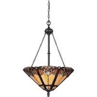 Netlighting Cambridge 3 Light Tiffany Ceiling Pendant Bronze Finish E27