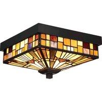 Netlighting Inglenook Outdoor 2 Light Tiffany Flush Mount Bronze Finish E27