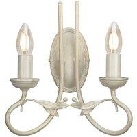Netlighting Olivia 2 Light Indoor Candle Wall Light Gold Ivory E14 in White