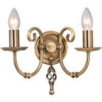 Netlighting Artisan 2 Light Indoor Candle Wall Light Aged Brass E14 in Yellow