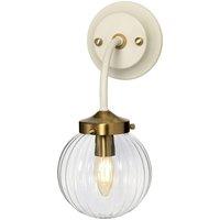 Netlighting Cosmos Retro 1 Light Wall Light Globe Glass Shade in Beige