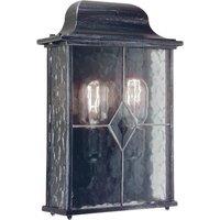 Netlighting Wexford 2 Light Outdoor Wall Half Lantern Light Black Silver IP43 E27
