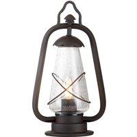 Netlighting Miners 1 Light Outdoor Pedestal Lantern Old Bronze IP44 E14 in Brown