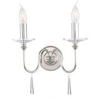 Netlighting Finsbury Park 2 Light Indoor Candle Wall Light Polished Nickel E14 in Grey