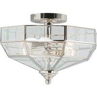 Netlighting Old Park 2 Light Semi Flush Ceiling Light Polished Nickel E27 in Grey
