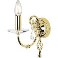 Netlighting Aegean 1 Light Indoor Candle Wall Light Polished Brass E14 in Yellow