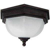 Netlighting Fairford 2 Light Bathroom Flush Ceiling Lantern Bronze IP44 E27