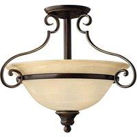 Netlighting Cello 2 Light Semi Flush Ceiling Light Antique Bronze E27 in Brown