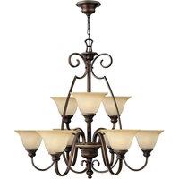 Netlighting Cello 9 Light Multi Arm Chandelier Antique Bronze Finish E27 in Brown