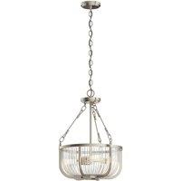 Netlighting Kichler Roux Cylindrical Pendant Ceiling Light Brushed Nickel in Grey