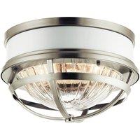 Netlighting Kichler Tollis Bowl Semi Flush Ceiling Light Brushed Nickel & White in Grey
