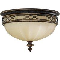 Netlighting Drawing Room 3 Light Flush Ceiling Light Walnut E27 in Brown