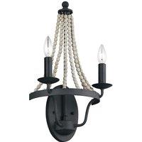 Netlighting Feiss Nori Candle Wall Lamp Dark Weathered Zinc with Driftwood Grey