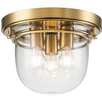 Netlighting Quoizel Whistling Bowl Semi Flush Ceiling Light Brushed Brass IP44 in Yellow