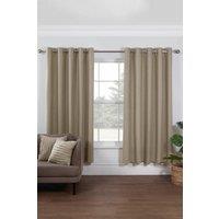 Lazy Linen Pure Washed Linen Lined Eyelet Curtains in Beige | Size: 167 cm width x 183 cm drop