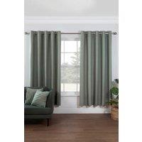 Lazy Linen Pure Washed Linen Lined Eyelet Curtains in Green | Size: 167 cm width x 183 cm drop