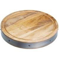 Industrial Kitchen Handcrafted Wooden Round Butcher's Block Chopping Board, 36cm in Brown