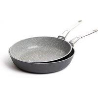MasterClass Set of 2 Non-Stick Cast Aluminium Frying Pans, 26cm & 28cm - Dishwasher Safe in Grey