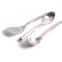 KitchenAid 3pc Premium Stainless Steel Utensil Set including Slotted Turner, Slotted Spoon & Cooking Spoon in Silver