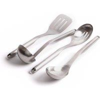 KitchenAid 4pc Premium Stainless Steel Utensil Set with Slotted Spoon, Slotted Turner, Cooking Spoon & Ladle in Silver