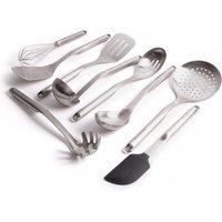 KitchenAid 9pc Kitchen Utensil Set Stainless Steel w/ Slotted Spoon, Turner, Cooking Spoon, Ladle, Pasta Server, Strainer, Fish Slice, Whisk &