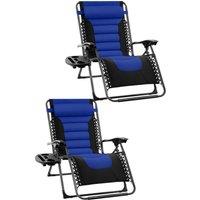 Groundlevel Luxury Gravity Garden Sun Lounger Relaxer Chair in Blue