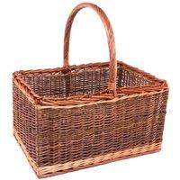 Red Hamper Wicker Bakers Shopping Basket Green Finish in Brown