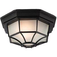 Netlighting 1 Light 6 Panel Lantern Flush Ceiling Light Black IP43 E27