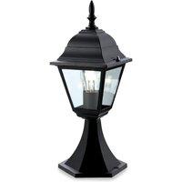 Netlighting 1 Light 4 Panel Lantern Pillar Black IP43 E27