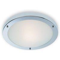 Netlighting Rondo 1 Light Flush Ceiling Light Chrome Opal Glass IP54 E27 in White