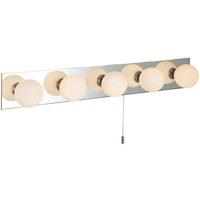 Netlighting Showtime 5 Light Switched Bathroom Over Mirror Mirror Wall Light Mirror Opal Glass IP44 G9 in Grey
