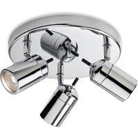 Netlighting Atlantic 3 Light Flush Bathroom Ceiling Light Chrome IP44 GU10 in Grey