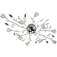 Netlighting Cindy 10 Light Flush Multi Arm Ceiling Light Chrome Clear Glass G4 Bulb in Grey