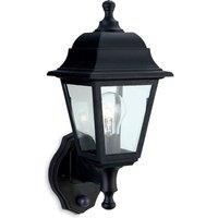 Netlighting Oslo 1 Light Outdoor Wall Lantern Uplight With Pir Black Resin IP44 E27
