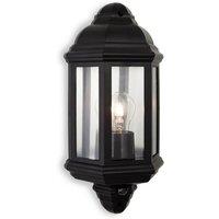 Netlighting Park 1 Light Outdoor Wall Lantern With Pir Black Polycarbonate IP44 E27