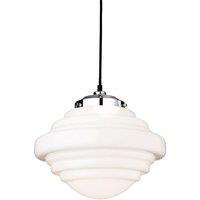 Netlighting Art 1 Light Ceiling Pendant Chrome Opal White Glass E27 in Grey