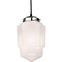 Netlighting Art 1 Light Ceiling Pendant Chrome Opal White Glass E27 in Grey