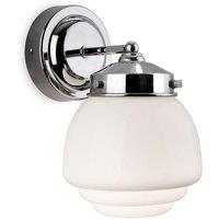 Netlighting Art 1 Light Bathroom Indoor Wall Light Chrome Opal White Glass IP44 E27 in Clear