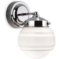 Netlighting Art 1 Light Bathroom Indoor Wall Light Chrome Opal White Glass IP44 E27 in Clear