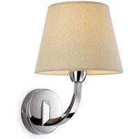 Netlighting Fairmont 1 Light Single Indoor Wall Light Polished Stainless Steel Cream Linen Shade E14 in Grey