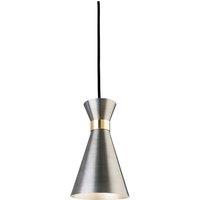 Netlighting Ohio 1 Light Ceiling Pendant Antique Silver Brass E27 in Yellow