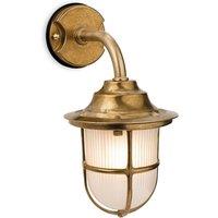 Netlighting Nautic 1 Light Outdoor Wall Light Brass Frosted Glass IP64 E27 in Gold