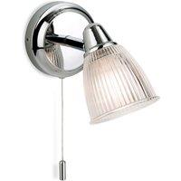 Netlighting Echo 1 Light Bathroom Wall Light Chrome with Clear Ribbed Glass IP44 G9 in Grey