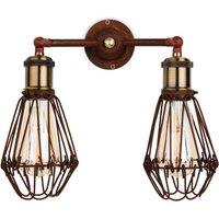 Netlighting Arcade 2 Light Wall Cage Light Rustic Brown E27 in Grey