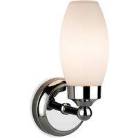 Netlighting Reef 1 Light Bathroom Wall Light Chrome with Opal Glass IP44 E14 in Grey