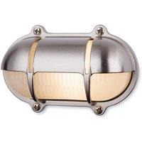 Netlighting Nautic Outdoor Brass Bulkheads Wall Light Oval Nickel Finish IP64 E27 in Gold