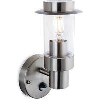 Netlighting Darwin Outdoor PIR Motion Wall Sensor Light Stainless Steel IP44 E27 in Grey