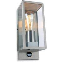 Netlighting Dallas Outdoor PIR Motion Sensor Flush Box Wall Light Stainless Steel IP44 E27 in Black