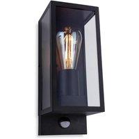 Netlighting Dallas Outdoor PIR Motion Sensor Flush Box Wall Light Black IP44 E27